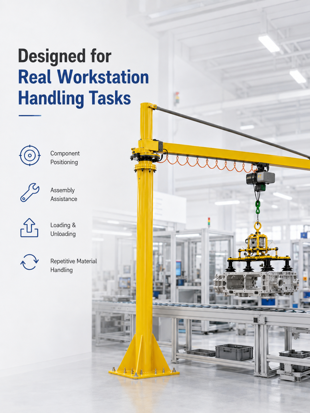 CCF industrial manipulator for assembly workstation material handling and positioning