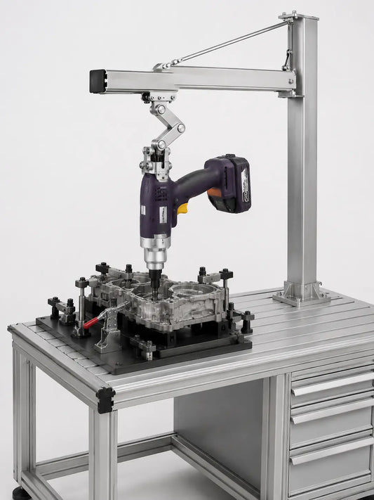 HB Torque reaction arm workstation compatible with Durofix RVP2058 and RVS2058 cordless torque tools