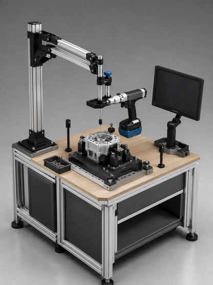 Complete ESTIC PULSE HS cordless pistol nutrunner workstation with optional position verification