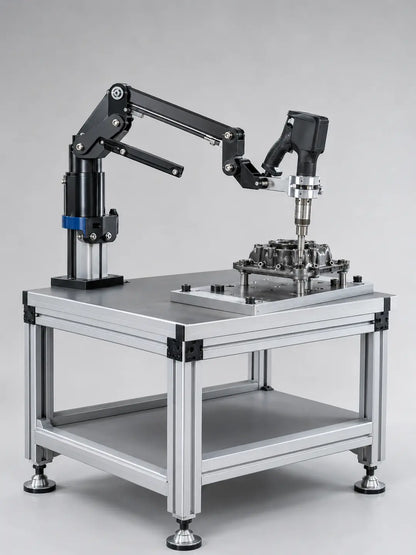 HB Torque workstation compatible with ESTIC Handy 2000 PULSE HS pistol nutrunner, 3–50 N·m reaction arm