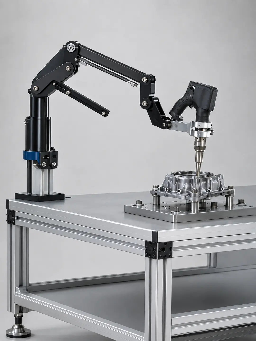 ESTIC PULSE HS pistol nutrunner compatible assembly workstation with precision fixture