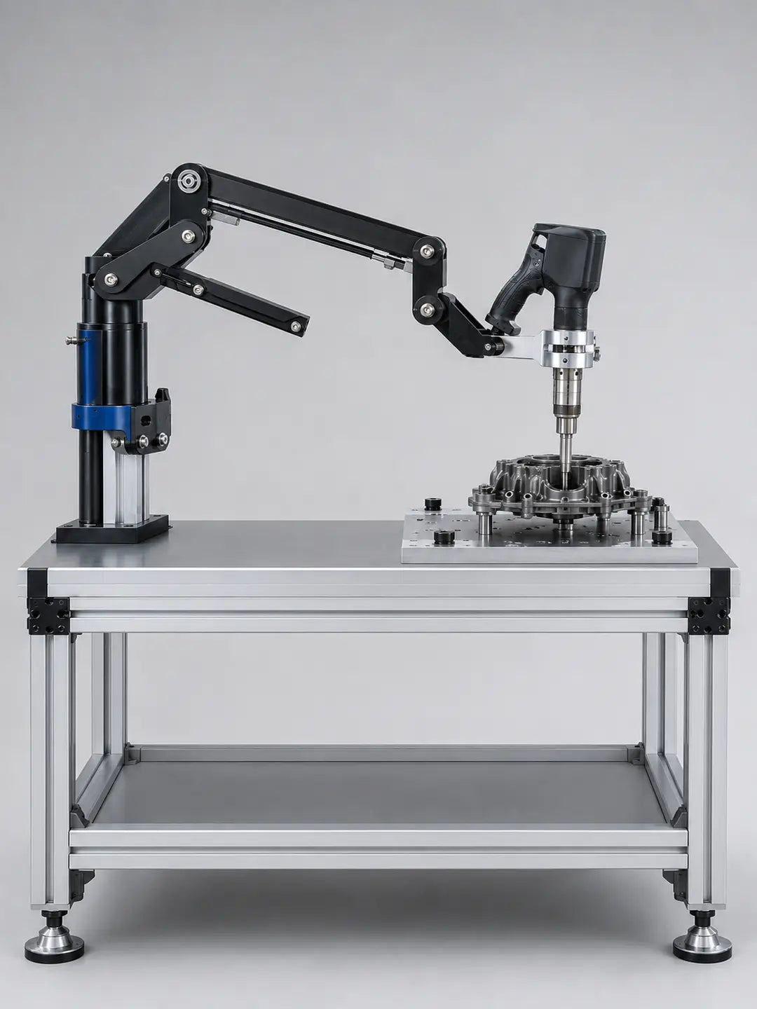 ESTIC PULSE T pistol nutrunner compatible assembly workstation with precision fixture