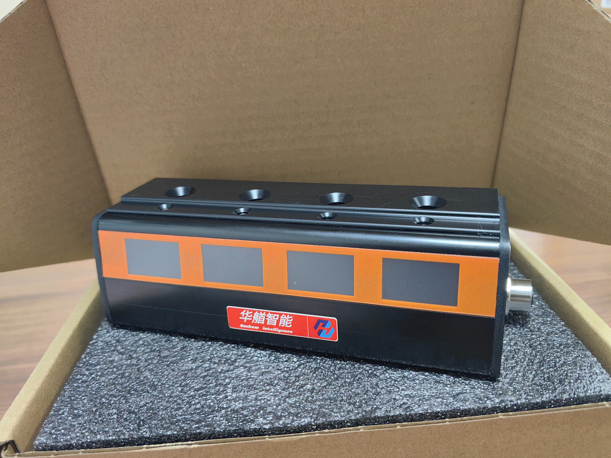 HB-AE04-P04 four-position screwdriver bit selector, front and top view in protective foam packaging