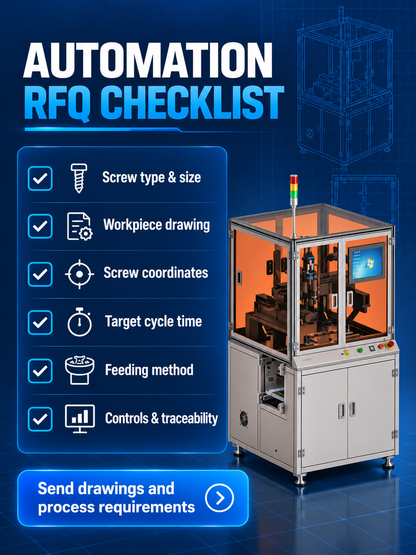 Automatic screw tightening machine engineering RFQ checklist