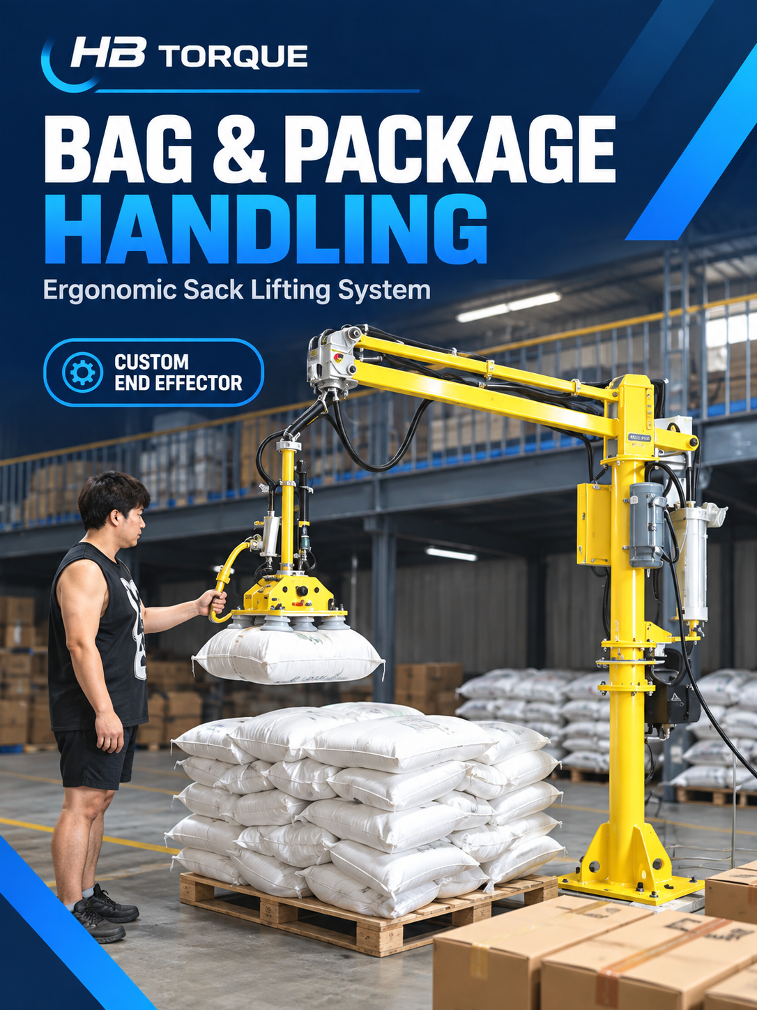 HB Torque bag and package handling industrial manipulator lifting a sack