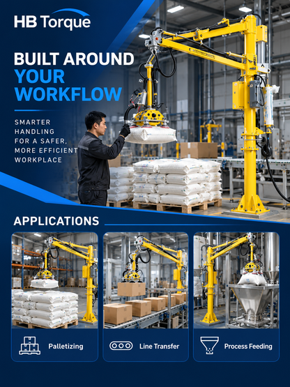 Bag and package manipulator applications for palletizing line transfer and process feeding