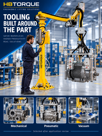 Custom mechanical pneumatic and vacuum end-effector options for industrial parts