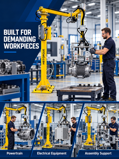 Heavy-duty manipulator applications for powertrain electrical equipment and assembly support