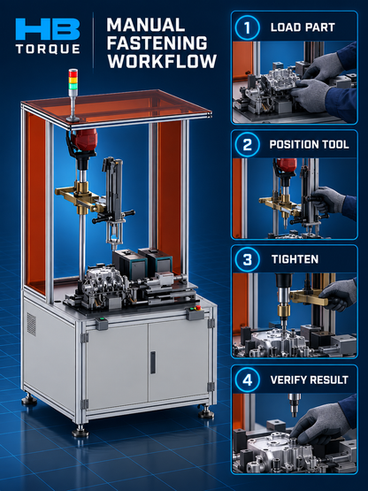Manual fastening workflow load position tighten and verify