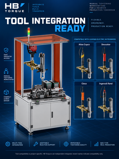 Manual tightening workstation integration for Atlas Copco Desoutter Cleco and Ingersoll Rand tools