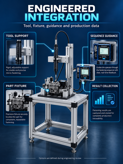 HB Torque engineered integration of micro fastening tool fixture guidance and result collection