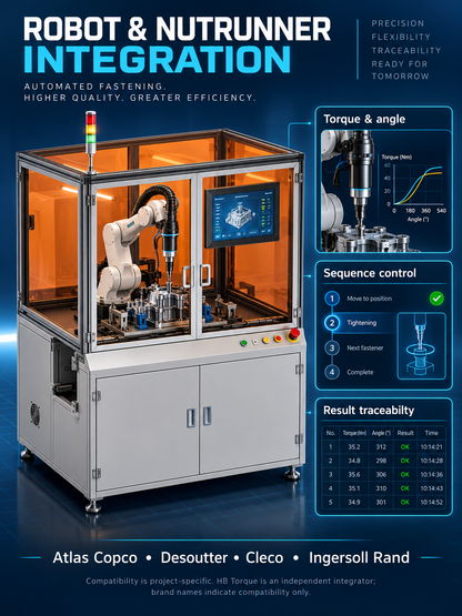 Robot nutrunner integration for Atlas Copco Desoutter Cleco and Ingersoll Rand tools