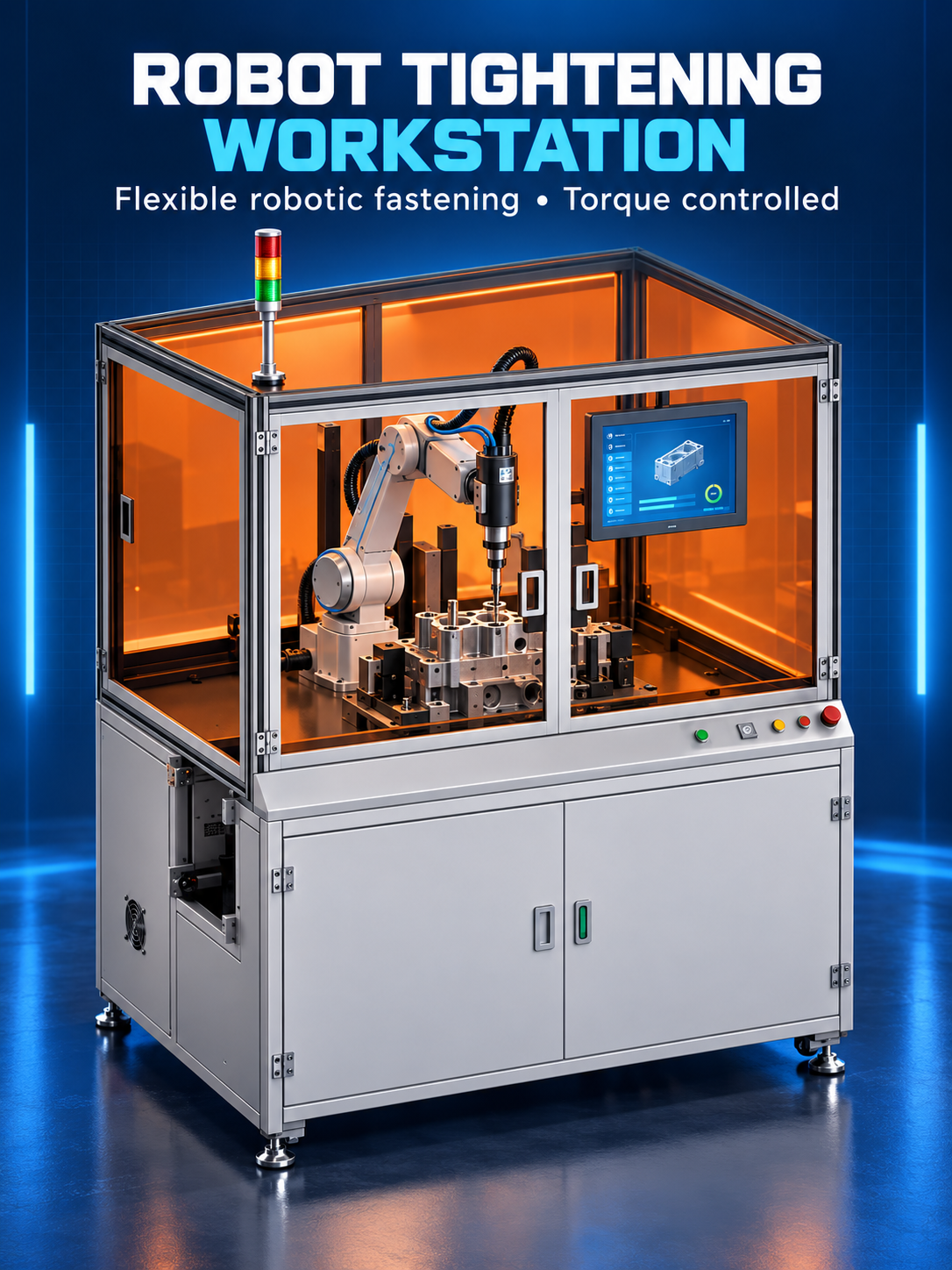 HB Torque robot tightening workstation with integrated electric nutrunner
