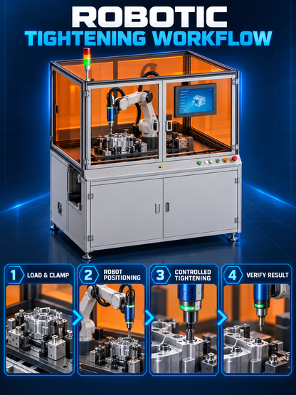 Robotic fastening workflow loading positioning controlled tightening and verification