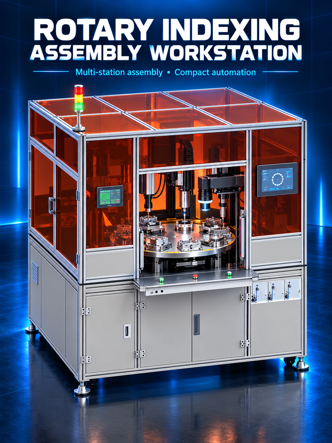 HB Torque rotary indexing assembly workstation with multi-station fixtures