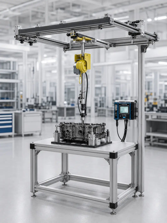 HB Torque TRA track-mounted reaction arm workstation for guided multi-position tightening