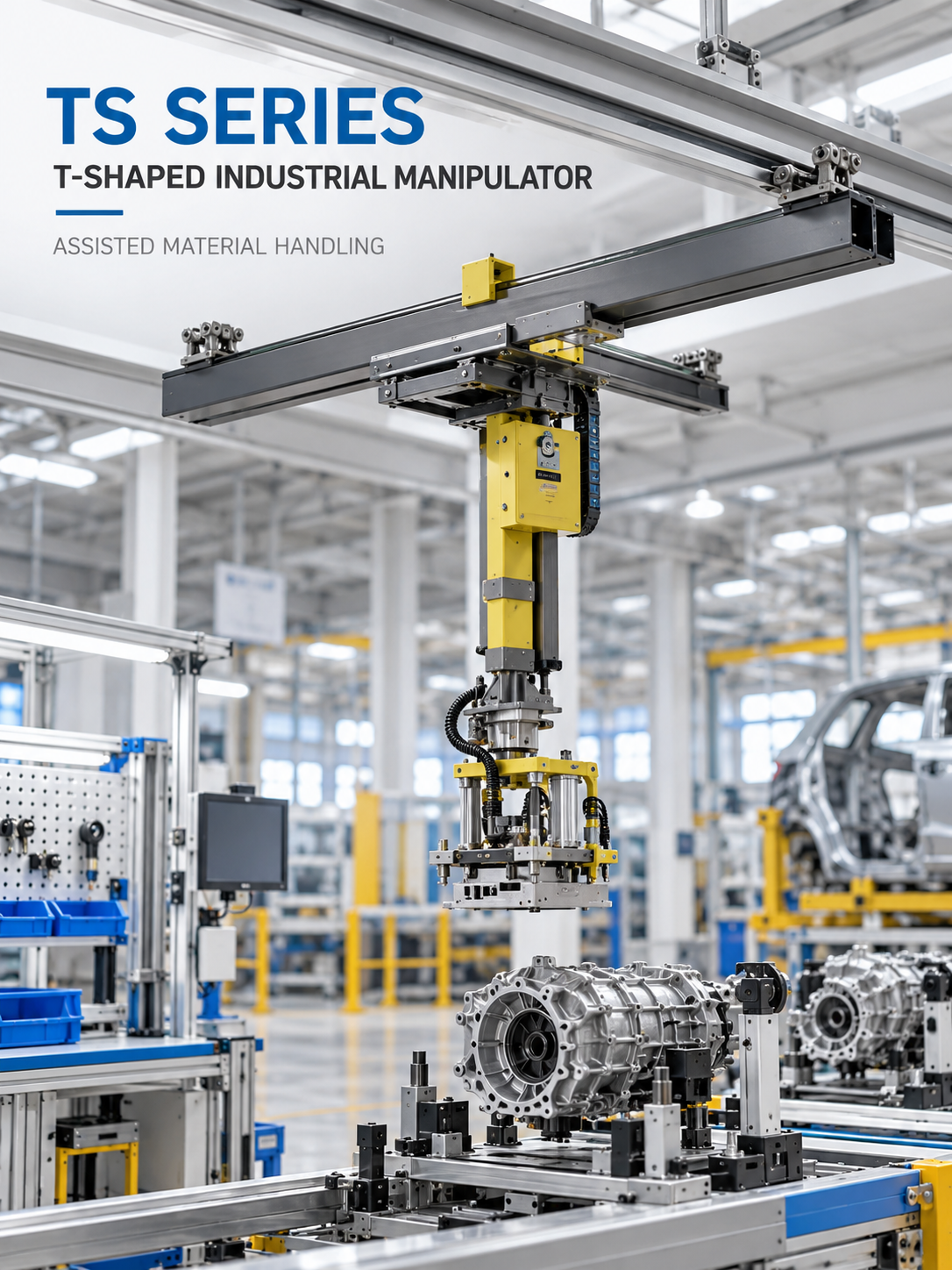 TS Series T-shaped industrial manipulator hero in automotive assembly workstation