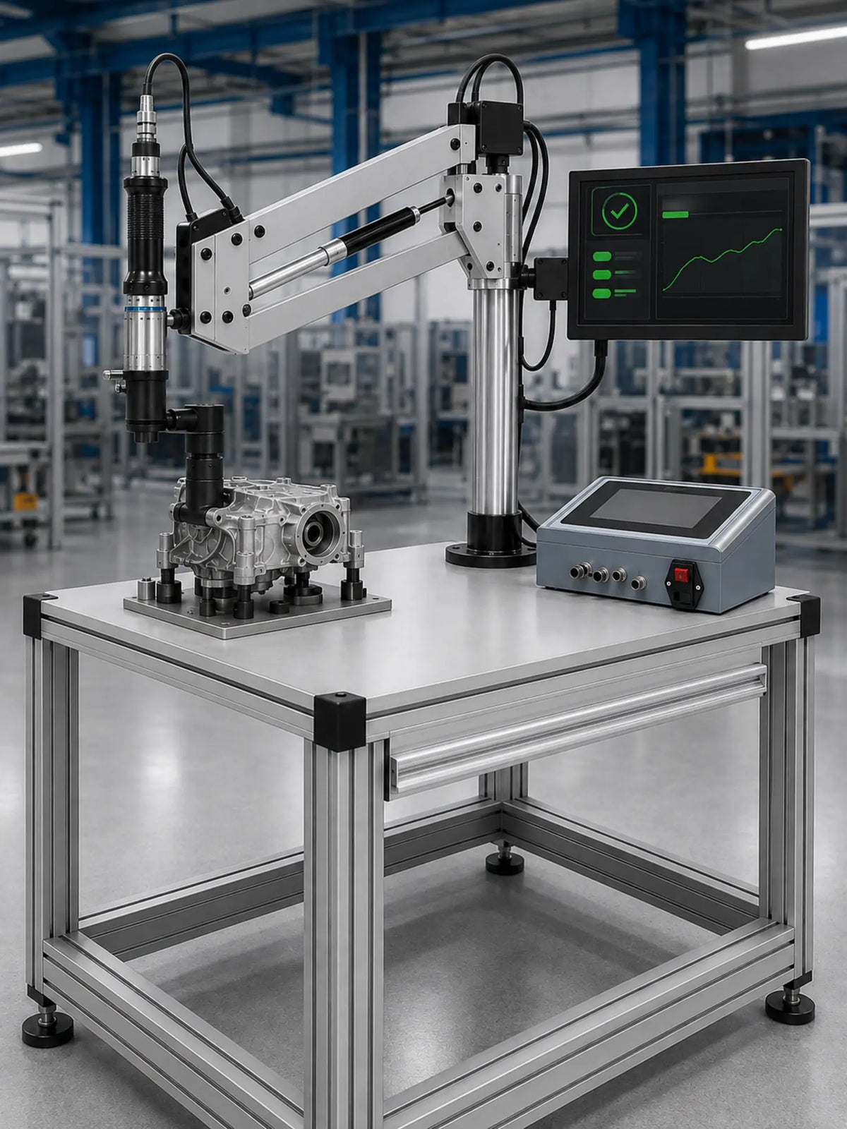 Tightening workstation with process controller, HMI and traceability display