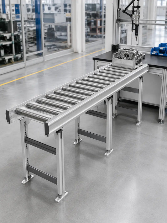 HB Torque roller conveyor assembly workstation integrating a YEBO YBA-B028 conveyor module