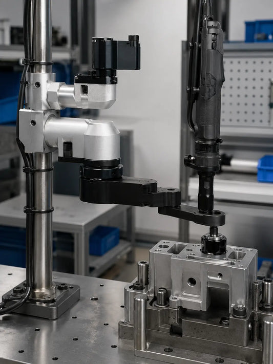 YEBO B017 special head tightening workstation with rigid torque arm, mechanical clamp and constrained-access fixture