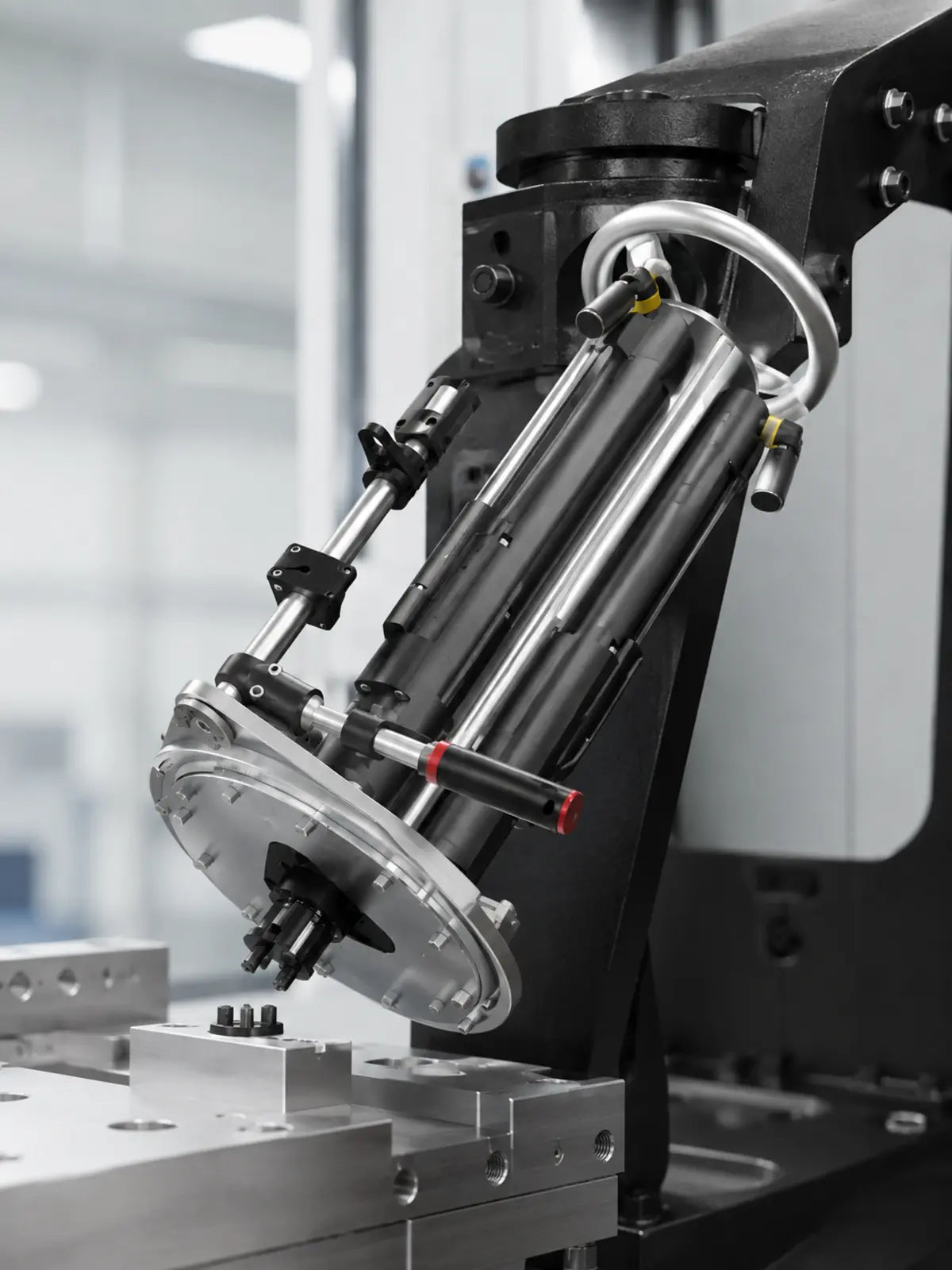 YEBO B018 three-axis variable-pitch spindle box with rotation handle and mechanical mounting detail
