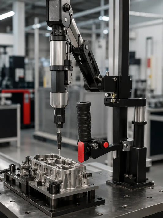HB Torque workstation integrating YEBO YBA-B003 FG trigger handle and rigid torque reaction arm