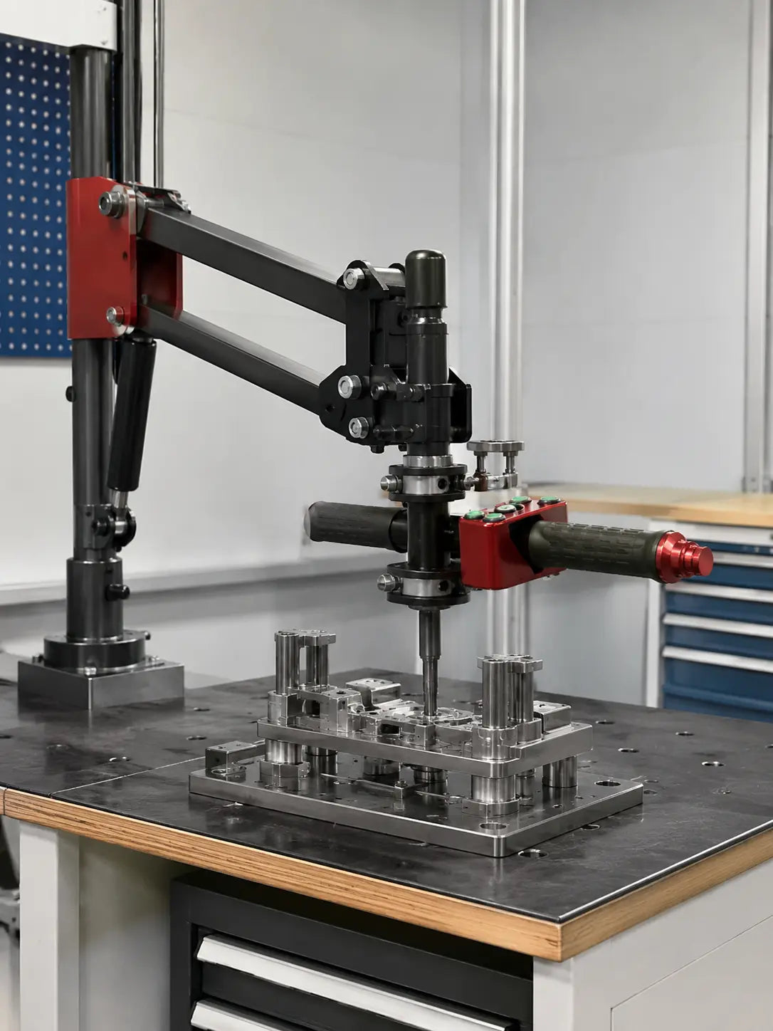 YEBO YBA-B003 dual-grip industrial handle on rigid arm with customer-owned tightening tool