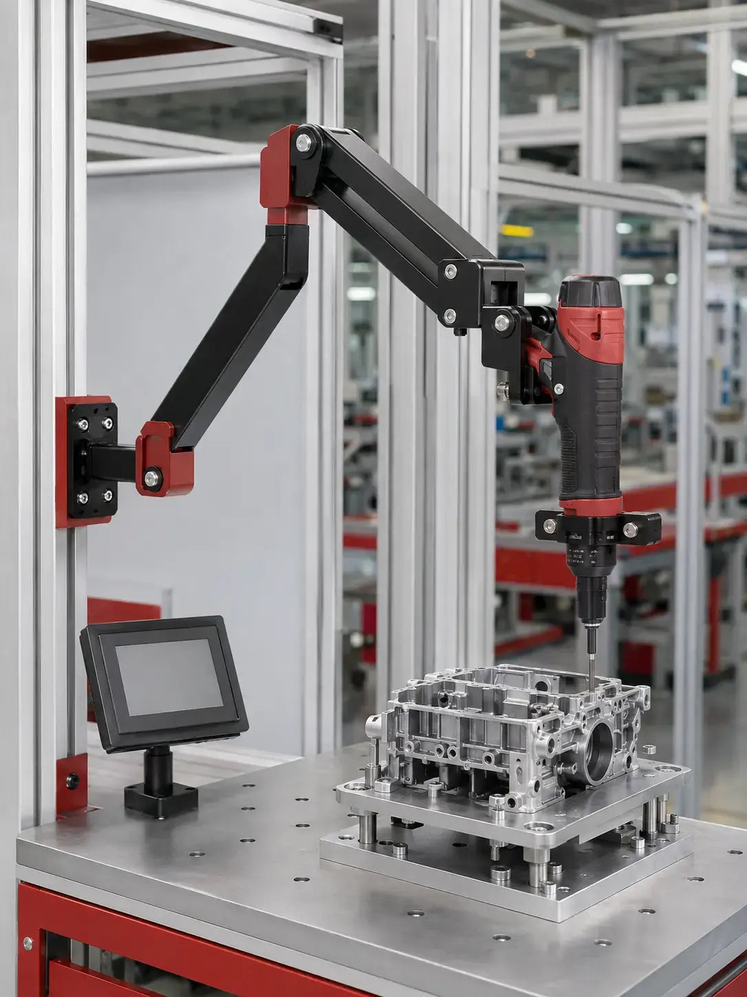 HB Torque YBA-B008 TAWD side-mount folding reaction arm workstation with optional position guidance HMI